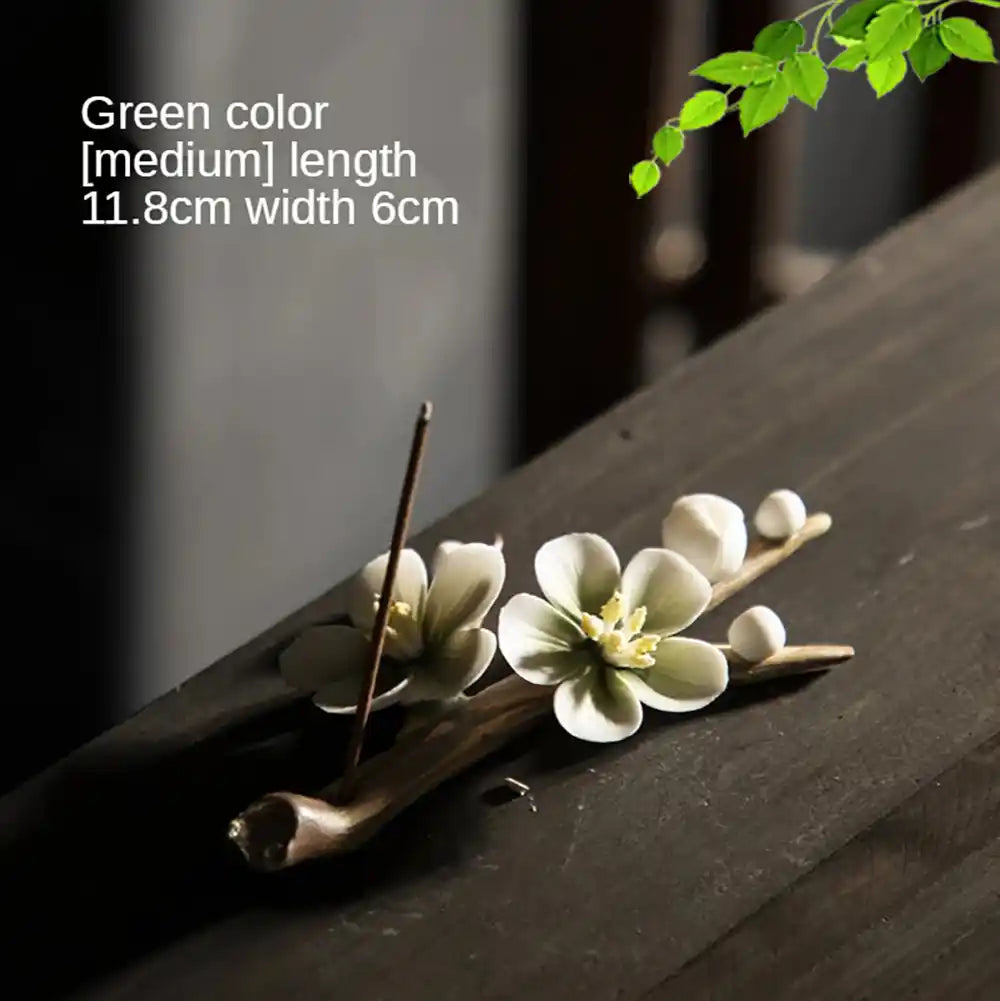 Ceramic Plum Blossom Incense Holder - Pure Handmade Tea Ceremony Decoration