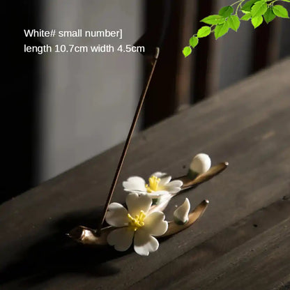 Ceramic Plum Blossom Incense Holder - Pure Handmade Tea Ceremony Decoration