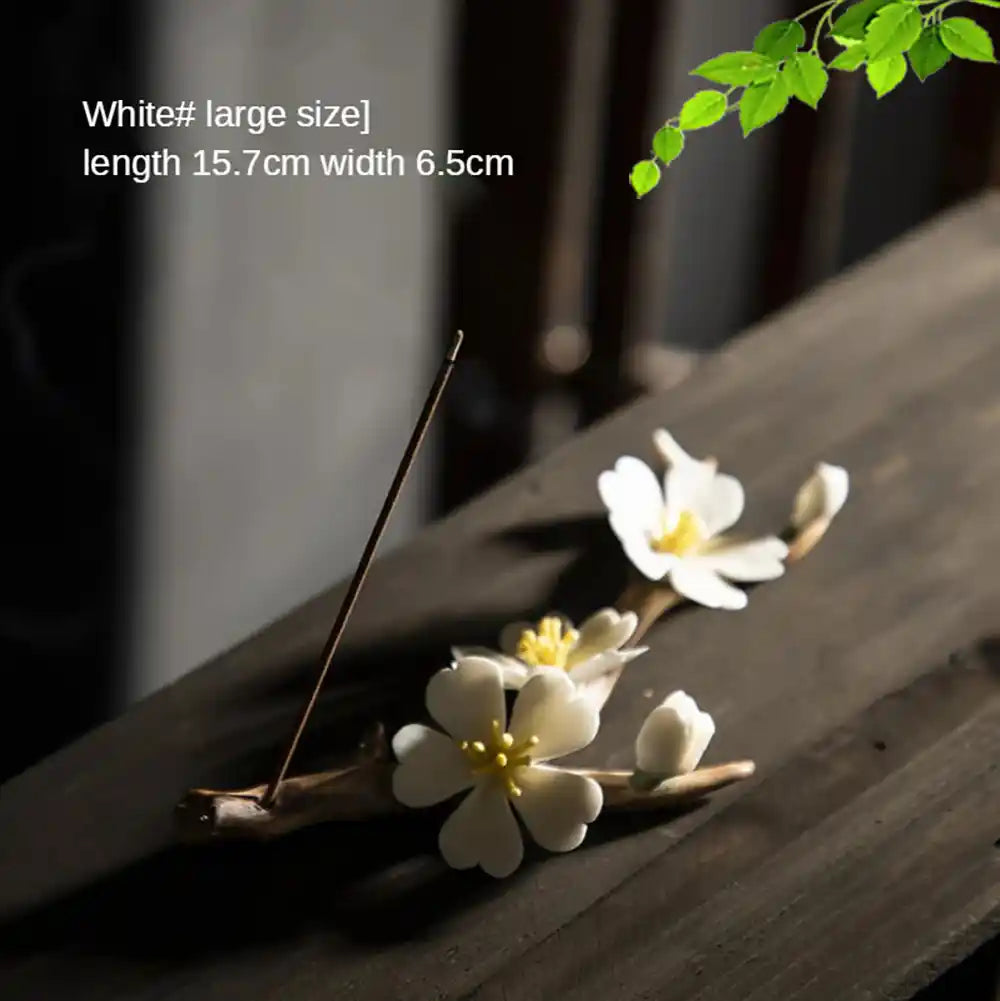 Ceramic Plum Blossom Incense Holder - Pure Handmade Tea Ceremony Decoration