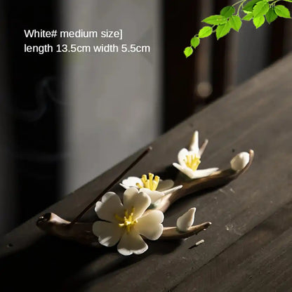 Ceramic Plum Blossom Incense Holder - Pure Handmade Tea Ceremony Decoration