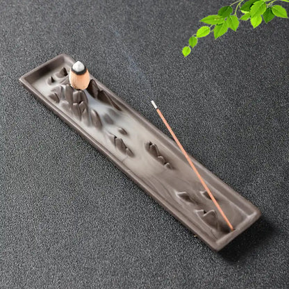 Chinese Style Landscape Ceramic Backflow Incense Burner - Incense Holder