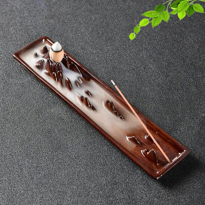 Chinese Style Landscape Ceramic Backflow Incense Burner - Incense Holder