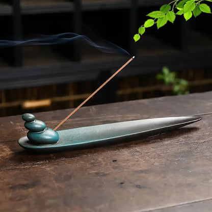 Creative Ceramic Leaf Incense Holder - Three Holy Stones Lucky Home Ornaments