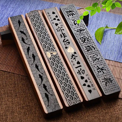 Zen Heart Wood Box Incense Holder - Handmade Carving Incense Burner