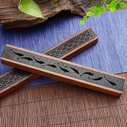 Zen Heart Wood Box Incense Holder - Handmade Carving Incense Burner