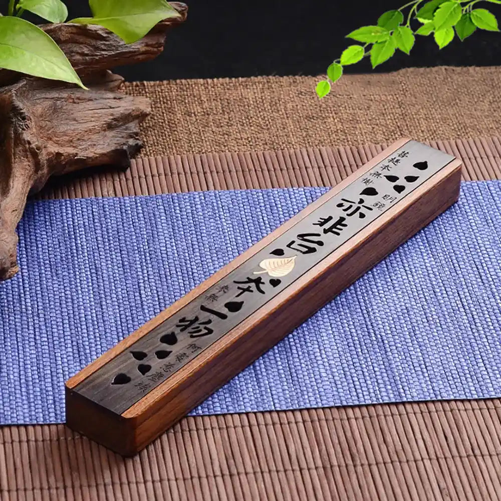 Zen Heart Wood Box Incense Holder - Handmade Carving Incense Burner