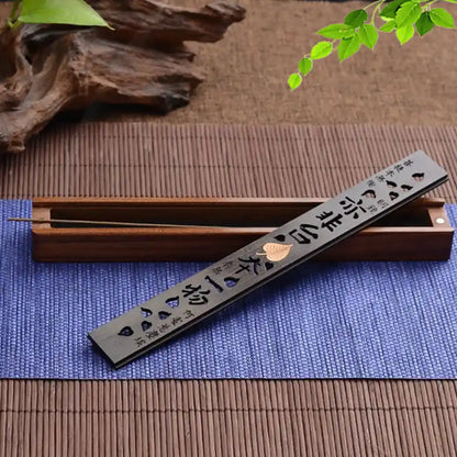 Zen Heart Wood Box Incense Holder - Handmade Carving Incense Burner