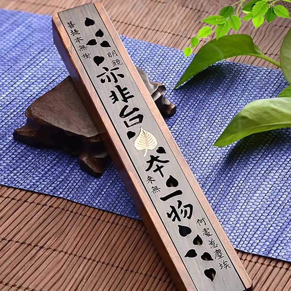 Zen Heart Wood Box Incense Holder - Handmade Carving Incense Burner