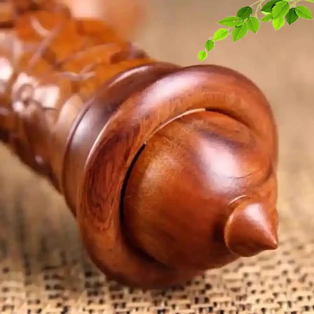 Cylindrical Rosewood Incense Holder - Solid Wood Carved Dragon Incense Burner