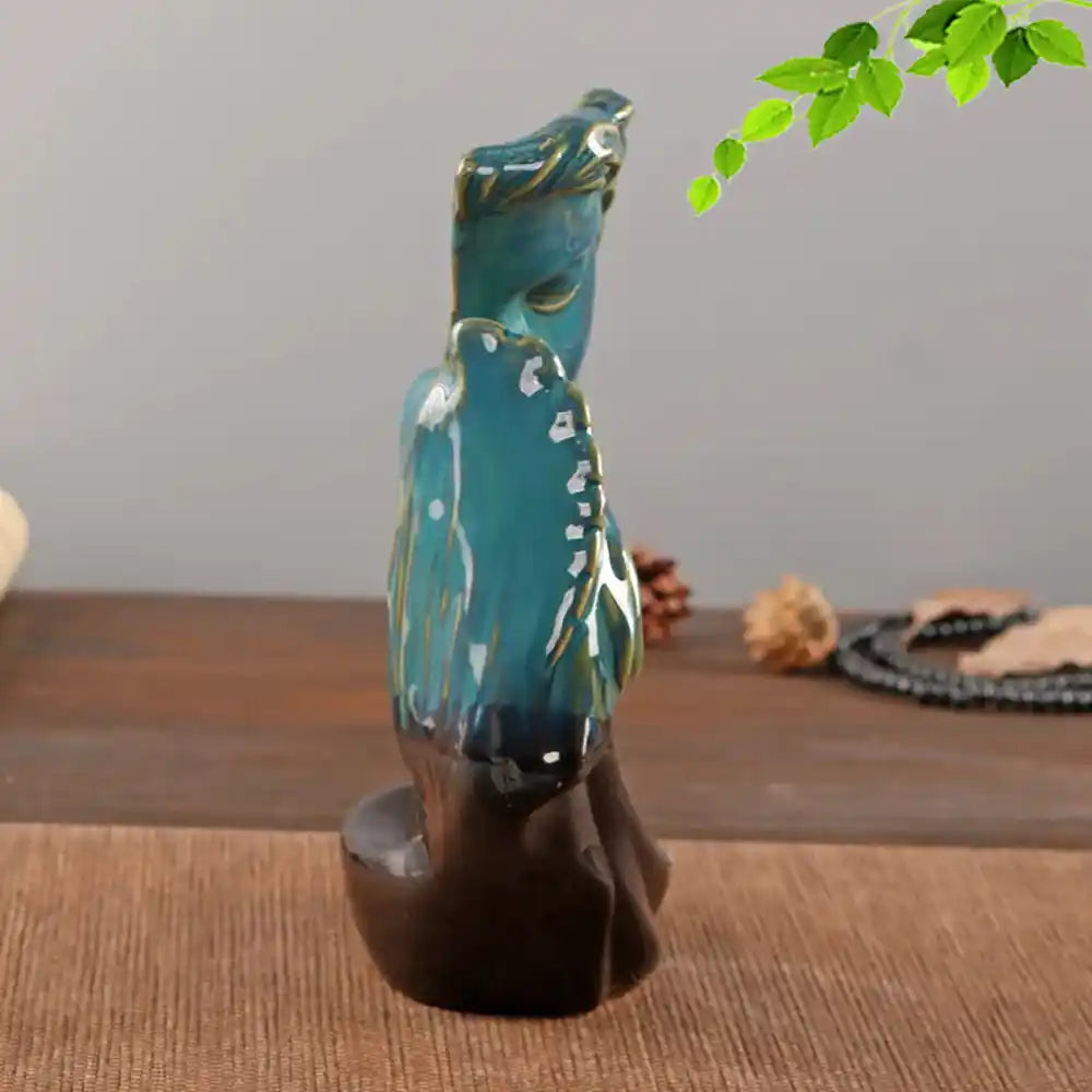 Deep Kiss Backflow Incense Burner - Blue Ceramic Waterfall Incense Burner