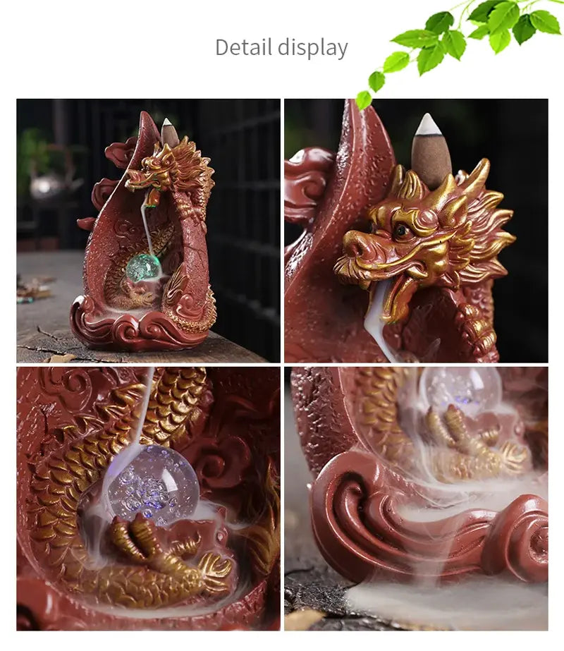 Dragon's Whisper LED Dragon Incense Burner Resin Waterfall Incense Burner