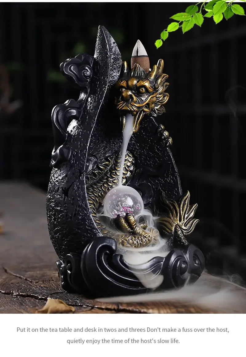 Dragon's Whisper LED Dragon Incense Burner Resin Waterfall Incense Burner