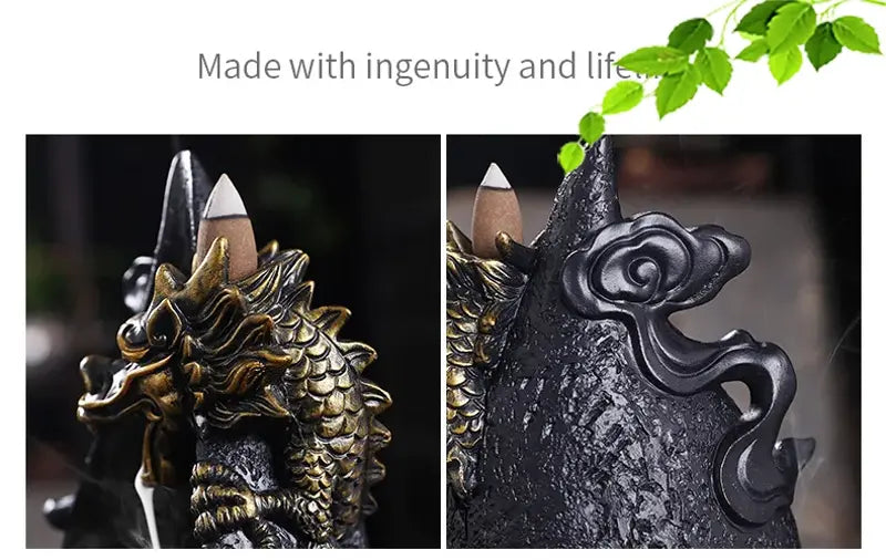 Dragon's Whisper LED Dragon Incense Burner Resin Waterfall Incense Burner