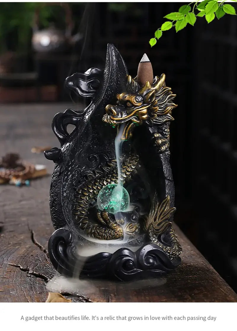 Dragon's Whisper LED Dragon Incense Burner Resin Waterfall Incense Burner