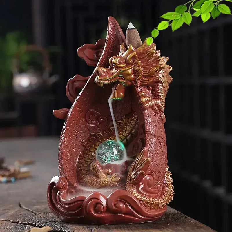 Dragon's Whisper LED Dragon Incense Burner Resin Waterfall Incense Burner