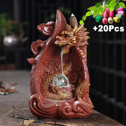 Dragon's Whisper LED Dragon Incense Burner Resin Waterfall Incense Burner