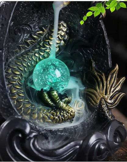 Dragon's Whisper LED Dragon Incense Burner Resin Waterfall Incense Burner