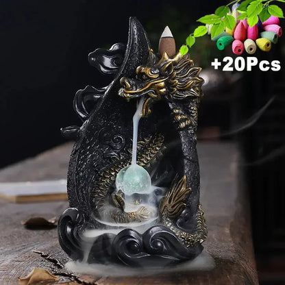 Dragon's Whisper LED Dragon Incense Burner Resin Waterfall Incense Burner