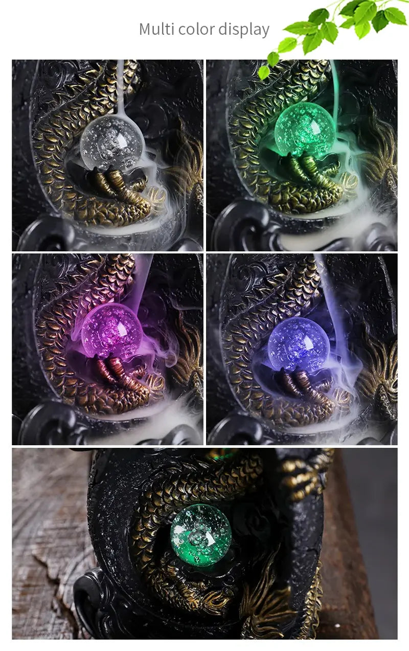 Dragon's Whisper LED Dragon Incense Burner Resin Waterfall Incense Burner