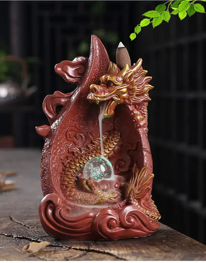 Dragon's Whisper LED Dragon Incense Burner Resin Waterfall Incense Burner