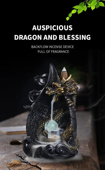 Dragon's Whisper LED Dragon Incense Burner Resin Waterfall Incense Burner