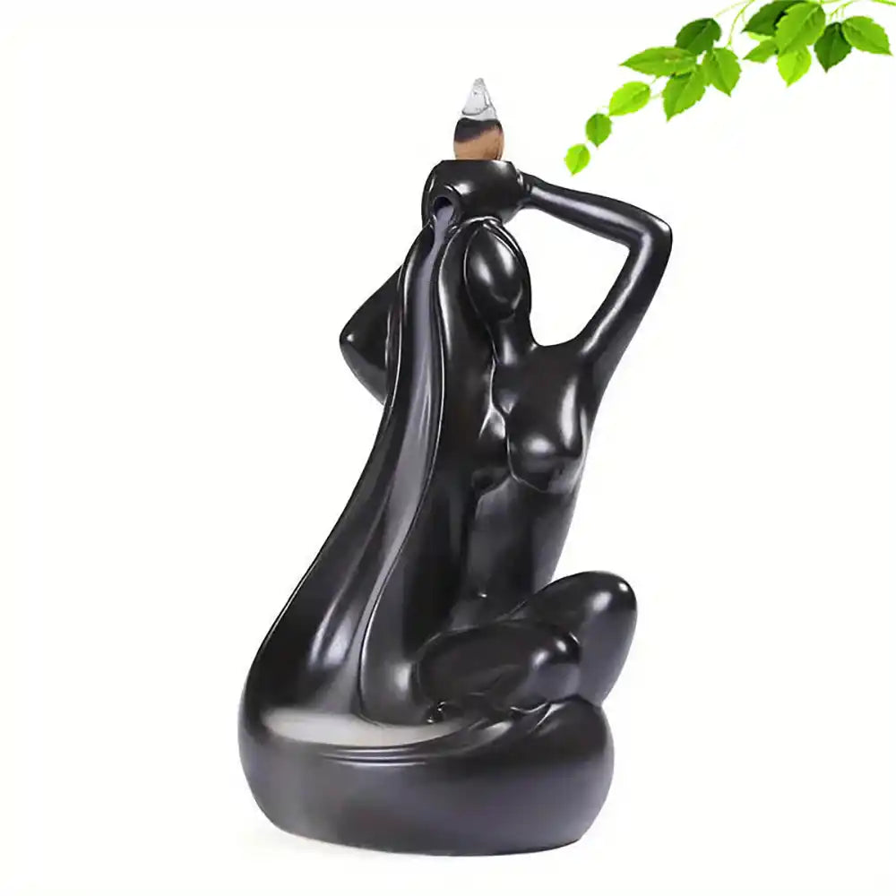 Elegant Bathing Lady Ceramic Backflow Incense Burner