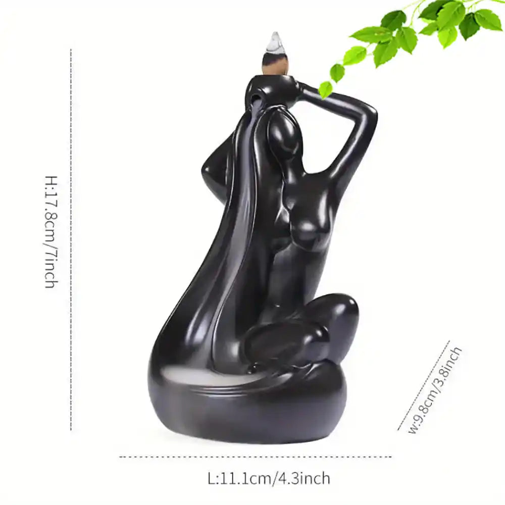 Elegant Bathing Lady Ceramic Backflow Incense Burner