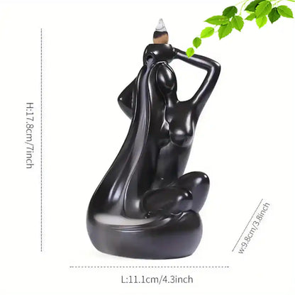 Elegant Bathing Lady Ceramic Backflow Incense Burner