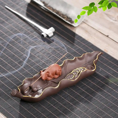 Golden Edge Recruiting Wealth Mouse Incense Holder - Ceramics Zen Home Decor