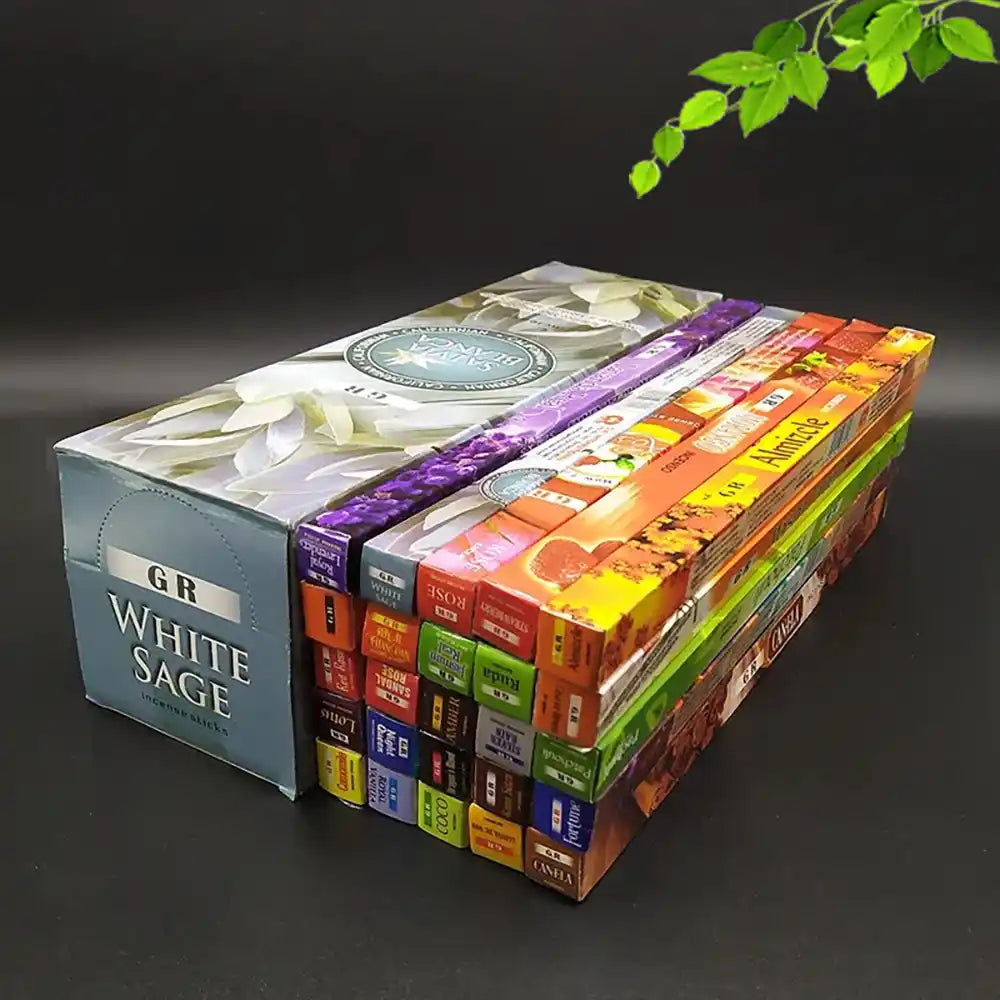 GR Indian Incense Sticks - 10/25 boxes/pack White Sage Coconut Dragon Blood