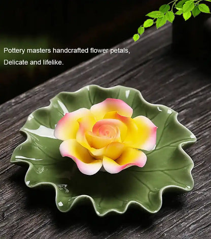 Handmade Ceramic Lotus Incense Holder - 4 Optional For Yoga Home ornaments