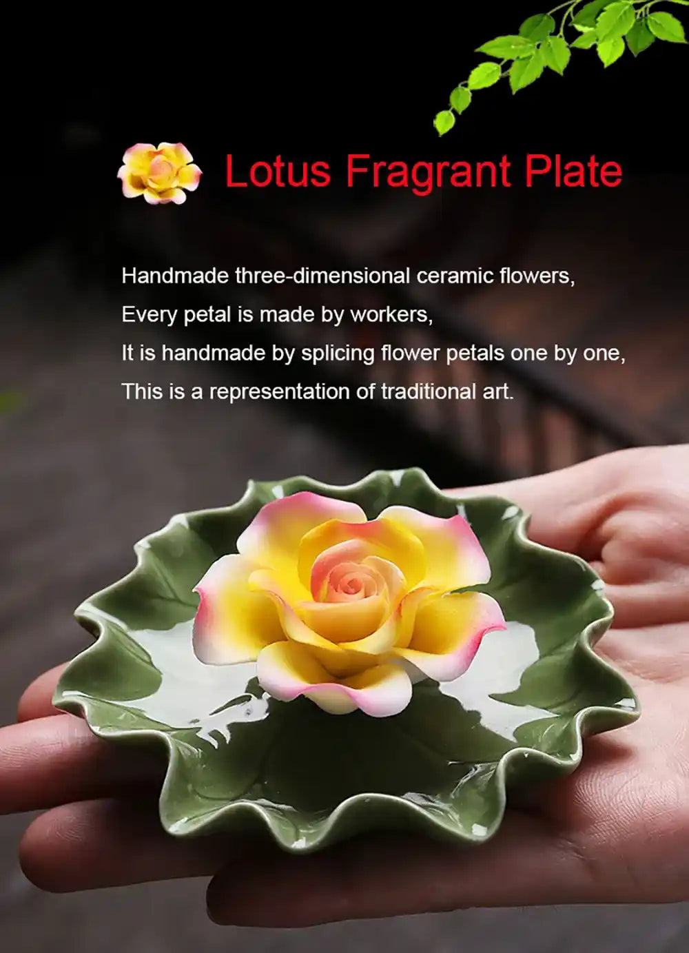 Handmade Ceramic Lotus Incense Holder - 4 Optional For Yoga Home ornaments