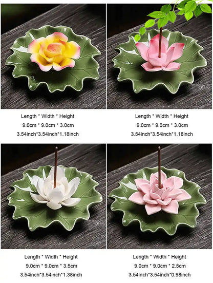 Handmade Ceramic Lotus Incense Holder - 4 Optional For Yoga Home ornaments