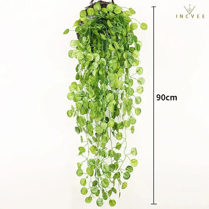 Hängender künstlicher Efeu – 7 verschiedene Designs, UV-beständiges Rankgrün, Wanddekoration, 90 cm