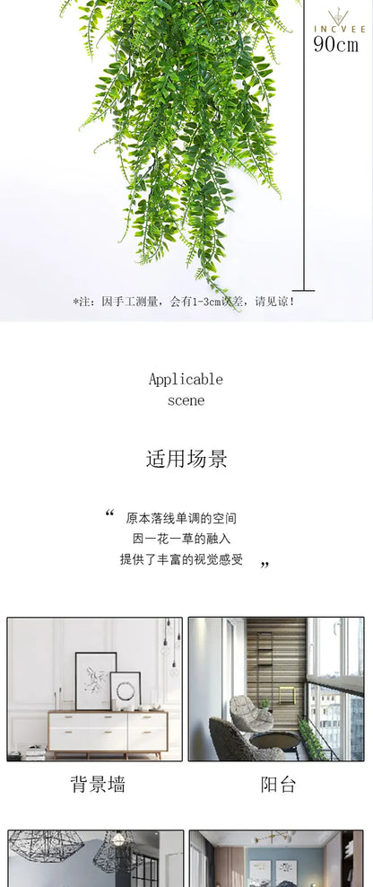 Hängender künstlicher Efeu – 7 verschiedene Designs, UV-beständiges Rankgrün, Wanddekoration, 90 cm