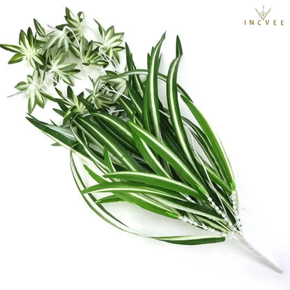 Künstliche Hänge-Grünlilie – Üppige Spinnenpflanze mit 18 Blüten, PE-Polymer-Grün, 65 cm