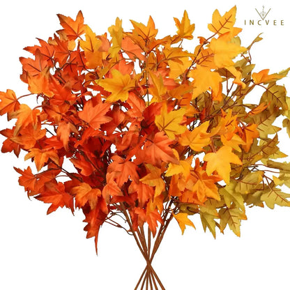 Künstlicher Ahornzweig in gealterter, getrockneter Optik – dezentes Herbstlaub, minimalistische Zen-Stille, 38 cm langer Vintage-Zweig