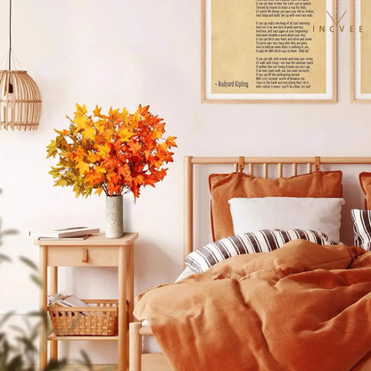 Künstlicher Ahornzweig in gealterter, getrockneter Optik – dezentes Herbstlaub, minimalistische Zen-Stille, 38 cm langer Vintage-Zweig