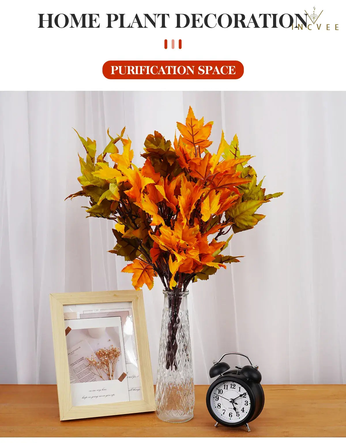 Künstlicher Ahornzweig in gealterter, getrockneter Optik – dezentes Herbstlaub, minimalistische Zen-Stille, 38 cm langer Vintage-Zweig