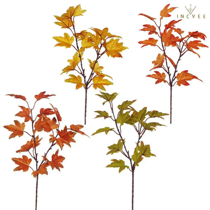 Künstlicher Ahornzweig in gealterter, getrockneter Optik – dezentes Herbstlaub, minimalistische Zen-Stille, 38 cm langer Vintage-Zweig
