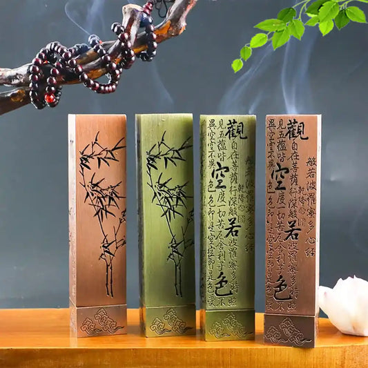 Heart Sutra Vertical Incense Holder - Alloy Hollow Design Incense Stick Burner