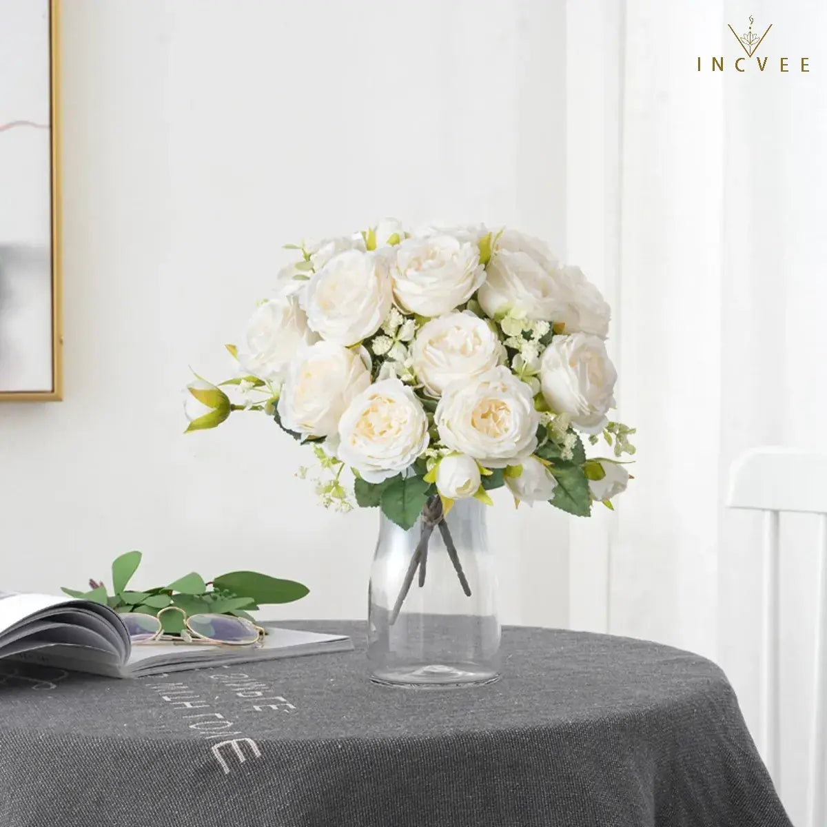 Kaiserlicher Seidenpfingstrosenstrauß – Orientalische Königin der Blumen, Symbol für Reichtum und Wohlstand, 9 Köpfe / 30 cm Stiel