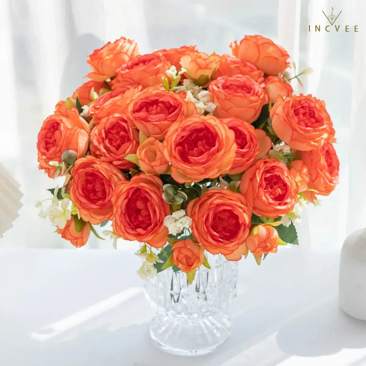 Kaiserlicher Seidenpfingstrosenstrauß – Orientalische Königin der Blumen, Symbol für Reichtum und Wohlstand, 9 Köpfe / 30 cm Stiel