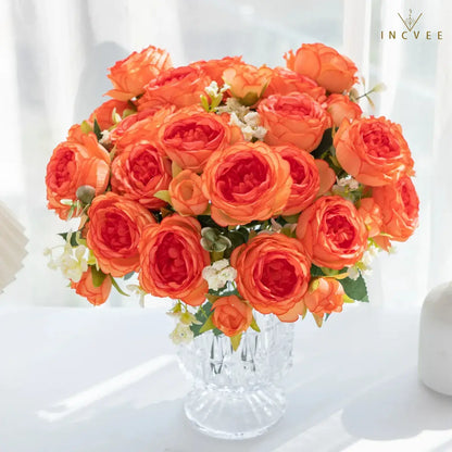 Kaiserlicher Seidenpfingstrosenstrauß – Orientalische Königin der Blumen, Symbol für Reichtum und Wohlstand, 9 Köpfe / 30 cm Stiel