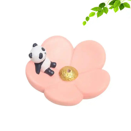 Japanese Style Resin Cherry Blossom Sakura Plate Incense Holder with Cute Animal