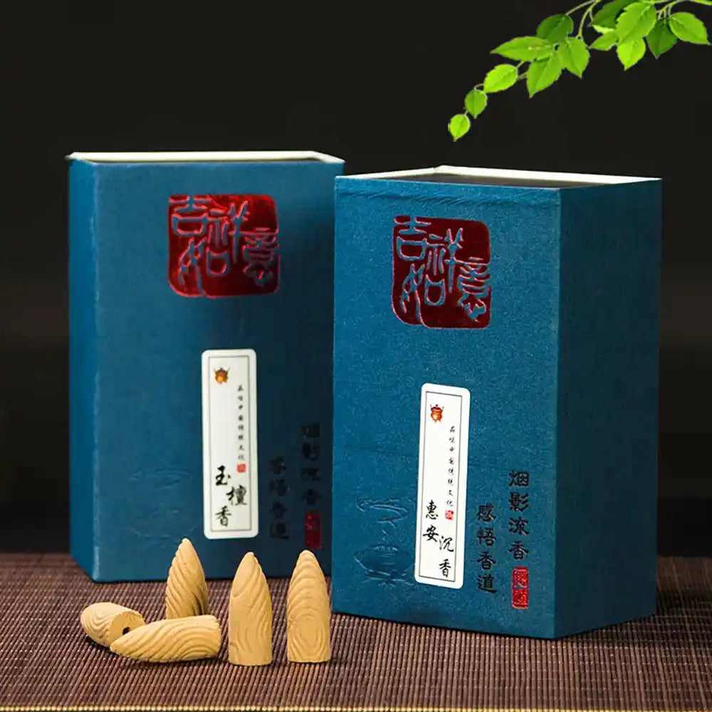 JiXiang Waterfall Backflow Incense Cones - 40pcs/box Jade Sandalwood Huian Agarwood