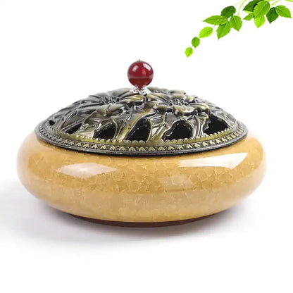 Large Royal Lucky Black Glaze Ceramic Incense Burner With Lid 10 Styles