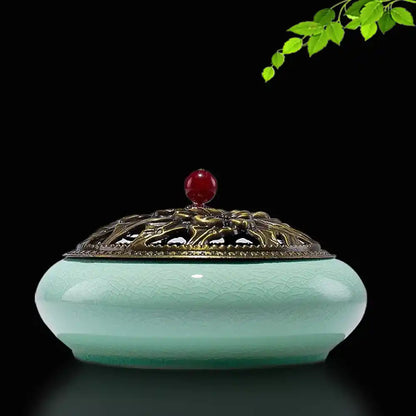 Large Royal Lucky Black Glaze Ceramic Incense Burner With Lid 10 Styles