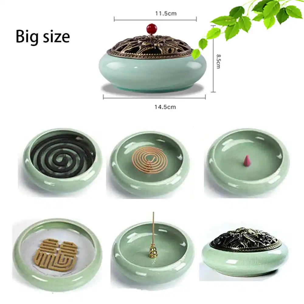 Large Royal Lucky Black Glaze Ceramic Incense Burner With Lid 10 Styles