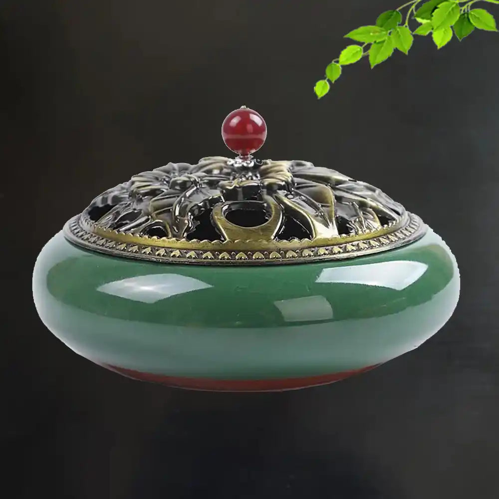 Large Royal Lucky Black Glaze Ceramic Incense Burner With Lid 10 Styles